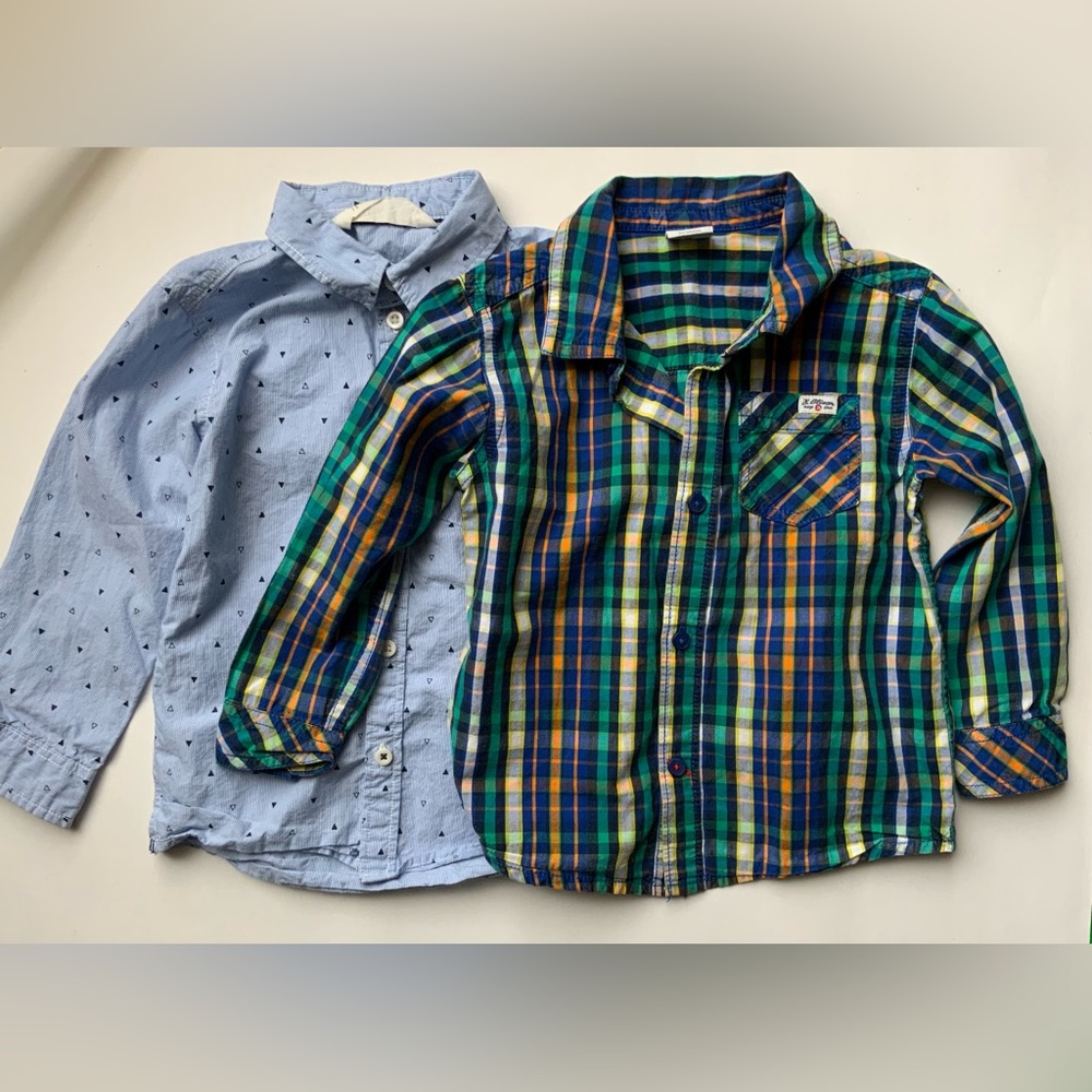 Plaid and Blue Kids Shirt Set